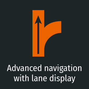 In der NAVIGATOR-Ansicht des DVISION Head-Up Displays hilft ein visuelles Spurensystem dabei, den Überblick zu behalten ICON Advanced navigation with lane display