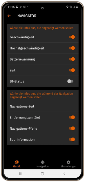 Navigator Ansicht in der TILSBERK App