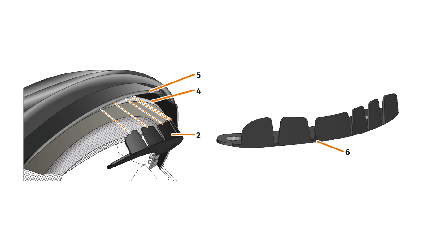 The helmet adapter with tabs can be installed in helmets with or without sun visor Helmet adapter with tabs